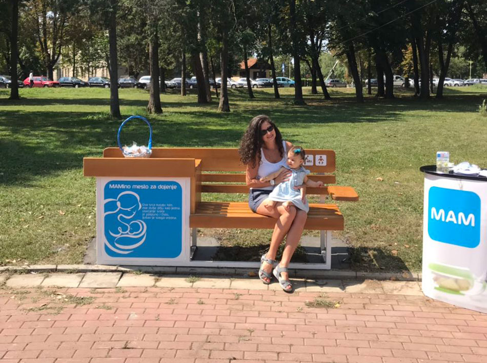 Ninth MAM breastfeeding bench installed in Kragujevac
