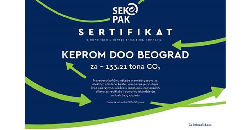 In 2019, Keprom saved over 133 tons of CO2 from recycling packaging waste